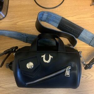 True Religion Black Belt Bag with Silver Accents